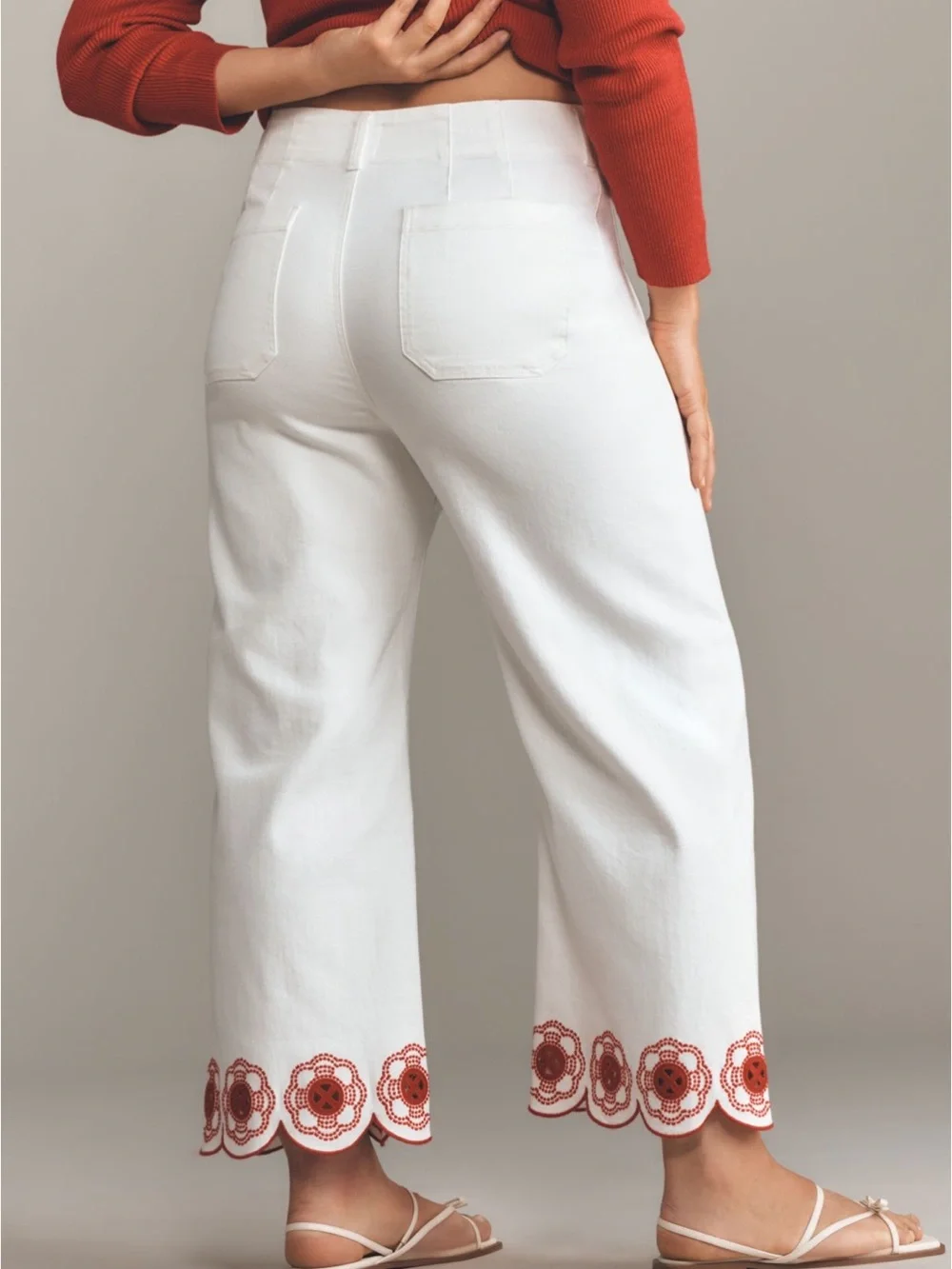 Maeve Colette Scallop-Hem High-Rise Wide Leg Cropped Jeans - Picture 8 of 16